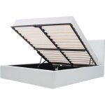 Martin lit adulte 140 x 190 cm + coffre de rangement - simili blanc - sommier inclus