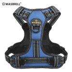 Harnais de chien anti traction - masbrill - bleu - taille s - r�fl�chissant - poign�e rembourr�e