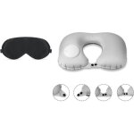 Masque de sommeil et de voyage 100% pure soie naturelle + 1 coussin oreiller de voyage gonflable confortable ...