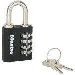 Master lock cadenas en aluminium 4 chiffres - avec cls de secours - 40mm - noir