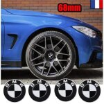 Mastershop - 4 cache moyeu bmw 68mm noir / blanc centre de roue ms47 fr