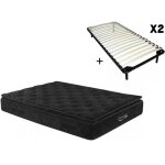 Ensemble 180 x 200 cm cadre � lattes + matelas ressorts ensach�s surmatelas int�gr� �p. 28cm - black ...