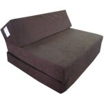 Matelas chauffeuse lit fauteuil futon pliable pliant 160x60x12 cm - natalia spzoo - marron - mousse - ...