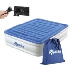 Matelas gonflable - makika - lit pneumatique double - auto - gonflage - 203x152 cm - bleu / blanc