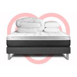 Pack lit complet 180x200 cm - matelas + sommier gris (en kit) + 2 oreillers + couette - vital soft gris ...