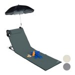 Relaxdays matelas de plage liti�re de plage rembourr� xxl avec un parasol r�glable poche portable anthrazit ...