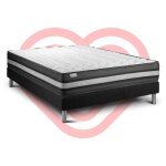 Ensemble matelas sommier 140x200 cm - sommier noir (en kit) - vital power zen noir