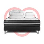 Pack lit complet 180x200 cm - matelas + sommier noir (en kit) + 2 oreillers + couette - vital power zen ...