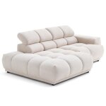 Matera - canap dangle gauche 3 places avec ttires rglables en tissu textur - beige