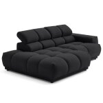 Matera - canapé dangle gauche 3 places avec têtières réglables en tissu texturé - noir Matera - canapé dangle gauche 3 places avec têtières réglables en tissu texturé - noir