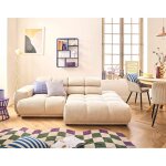 Matera - canap dangle droit 3 places avec ttires rglables en tissu textur - beige