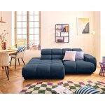 Matera - canap dangle gauche 3 places avec ttires rglables en tissu textur - bleu