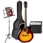 Max showkit guitare lectro - acoustique avec accessoires - sunburst idal pour dbuter la guitare