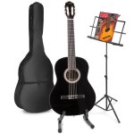 Guitare acoustique classique - max - soloart - noir - set complet pour dbutants - accessoires inclus ...