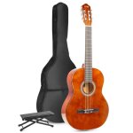 Max soloart guitare acoustique classique avec repose - pied - marron idal pour dbuter la guitare