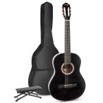 Max soloart guitare acoustique classique avec repose - pied - noir idal pour dbuter la guitare