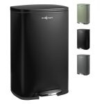 Poubelle  pdale - maxcraft - avec couvercle 50 litres en noir - acier - seau intrieur et couvercle ...