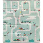 Maxi tapis dveil rversible - tineo - 150 x 180 cm - facade animaux / circuit de voitures