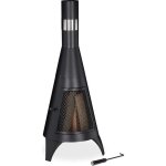 Chemine de jardin - maxxgarden - brasero atlanta 40x119 cm - bois et pierres de lave - noir