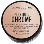 Maybelline new york - gel illuminateur face studio chrome - 20 rose m�tallique