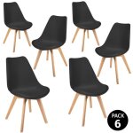 Mc haus � lena noire x6 � lot 6 chaises blanches pour la salle � manger le salon le bureau ou la terrasse ...