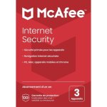 Antivirus - mcafee internet security - 3 appareils - 1 an - version tlchargement