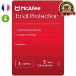 Logiciel antivirus - mcafee - total protection 2023 - 5 ans - 1 pc - tlchargement