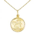 Médaille ange or jaune - chaîne dorée offerte Médaille ange or jaune - chaîne dorée offerte