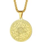 M�daille talisman 7 archanges personnalisable - pendentif sceau des 7 archanges or - noir - acier inoxydable ...