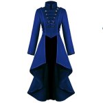 Medieval robe de soiree deguisement reine longue robe avec manches flares - bleu