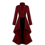 Medieval robe de soiree deguisement reine longue robe avec manches flares - rouge