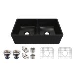 Meje vier de cuisine de ferme noir mat 844 x 457cm vier de ferme rversible  double cuve vier en ...