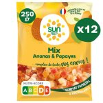 M�langes ananas et papayes en sachet de 250g x12 sun fruits secs