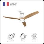 Mellerware - ventilateur de plafond avec t�l�commande brizy! bright 45w silencieux 3 lames 132cm 6 vitesses ...