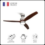 Mellerware - ventilateur de plafond avec t�l�commande brizy! bright 45w silencieux 3 lames 132cm 6 vitesses ...