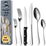 Mnagre 24 pices ensemble de couverts en acier inoxydable pour 6 personnes - argent