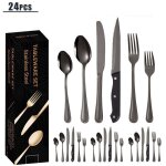 M�nag�re 24 pi�ces - insfity - ensemble de couverts en acier inoxydable noir
