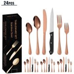 M�nag�re 24 pi�ces - insfity - ensemble de couverts en acier inoxydable rose - service pour 4