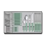 M�nag�re 24 pi�ces - victorinox - swiss modern - acier inox 18 / 10 - manche polypropyl�ne vert pastel ...