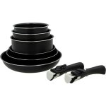 Lot de 8 pieces iris 3 casseroles + 3 poeles + 2 poignees - induction