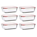 Lot 6 boites hermetiques clementine rectangles 1040ml en verre