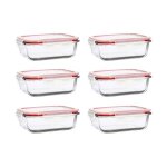 Lot 6 boites hermetiques rectangulaire clementine 630ml en verre