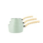Set de 3 casseroles colorama celadon - casserole 16 / 18 et 20 cm - en aluminium - rev�tement antiadh�sif ...