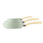 Set de 3 poeles colorama celadon - poele 20 / 24 et 28 cm - en aluminium - revetement antiadhesif en ...