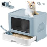 Bac  litire pour chat - mengda - pliable avec pelle - bleu - 48. 5 * 36. 5 * 38cm