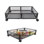 Bo�tes de rangement sous le lit avec roulettes - mengda - m�tal - grande capacit� - noir