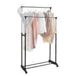 Mengda double porte - v�tementssupport porte - manteau porte - v�tements avec 2 barres avec roulettes ...