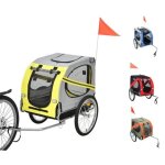 Remorque v�lo pour chien mengda - pliable - transport animaux - gris jaune