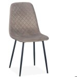 Menzzo lot de 8 chaises matelass�es norway pieds noir et velours taupe - chaises salle � manger