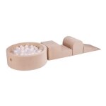 Meowbaby� parcours motricit� 3 �l�ments avec piscine � balles 90x30cm ecru: blanc - beige